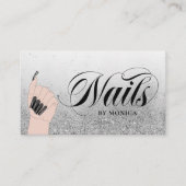 Nail Shop Manicure Tech Silver Black Glam Glitzer Visitenkarte (Vorderseite)