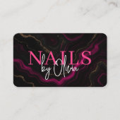 Nail Specialist Artist QR Code Pink Black Visitenkarte (Vorderseite)