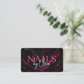 Nail Specialist Artist  QR Code Pink Black Visitenkarte (Stehend Vorderseite)