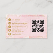 Nail Specialist Blush Pink Gold Agate QR Code Visitenkarte (Rückseite)