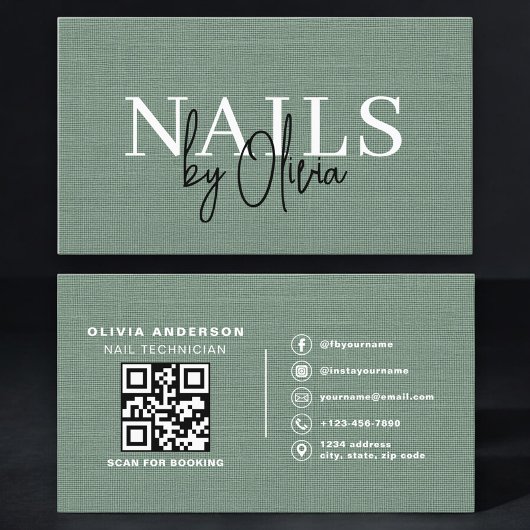 Nail Specialist Linen Sage Green QR Code   Visitenkarte