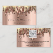 Nail Studio Tropfen Rose Gold QR Code Logo Wave Bo Visitenkarte (Vorne/Hinten)