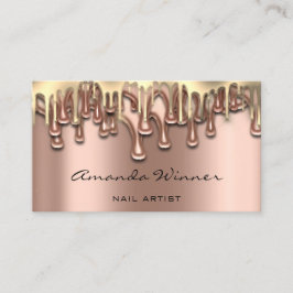 Nail Studio Tropfen Rose Gold QR Code Logo Wave Bo Visitenkarte