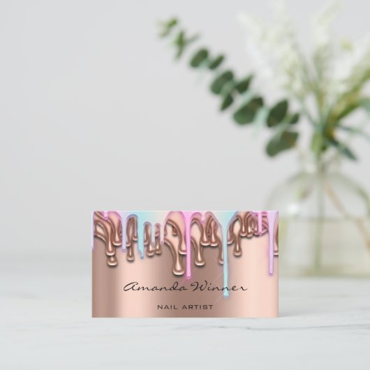 Nail Studio Tropfen Rose QR Logo Wachs Epilation R Visitenkarte (Stehend Vorderseite)