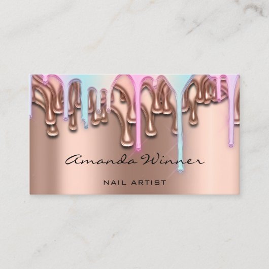 Nail Studio Tropfen Rose QR Logo Wachs Epilation R Visitenkarte (Vorderseite)