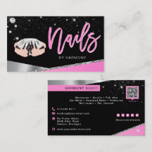 Nail Tech Artist Glam Pink Silver Diamond Salon Bu