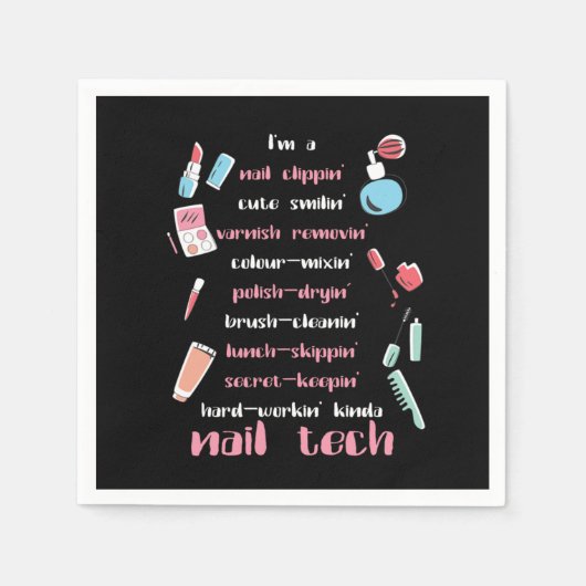 Nail Tech Beautician Fingernails Nail Tech Geschen Serviette (Vorderseite)