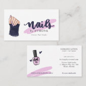Nail Tech Beauty Salon Hand Illustration Visitenkarte (Vorne/Hinten)