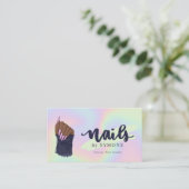 Nail Tech Beauty Salon Pastel Neon Holographic Bus Visitenkarte (Stehend Vorderseite)