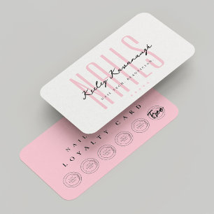 Nail Tech Beauty Salon Pink Punch Loyalty Card Visitenkarte