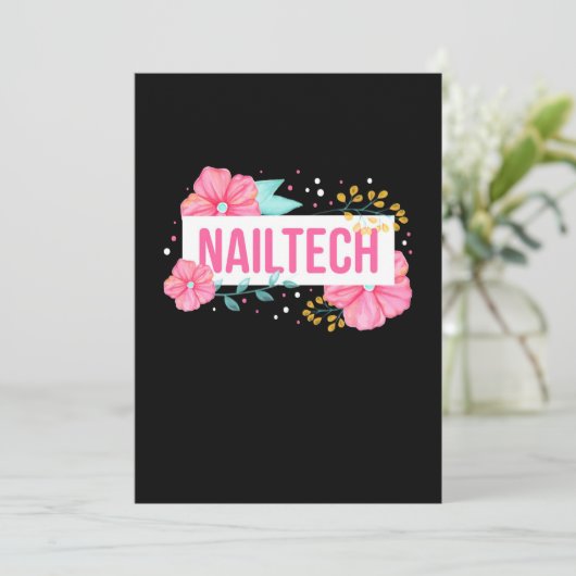 Nail Tech Blume Einladung (Stehend Vorderseite)