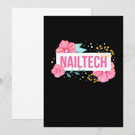Nail Tech Blume Einladung (Vorne/Hinten)
