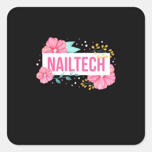 Nail Tech Blume Quadratischer Aufkleber (Vorderseite)