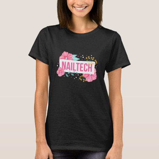 Nail Tech Blume T-Shirt (Vorderseite)