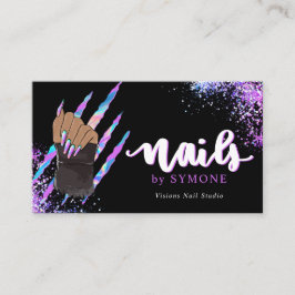 Nail Tech Bold Holographic Your Logo Business Card Visitenkarte