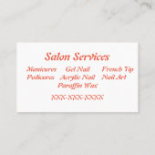 Nail Tech Business Card Visitenkarte (Rückseite)