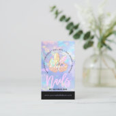 Nail Tech Crystal Holographic Nail Shop Blue Opal  Visitenkarte (Stehend Vorderseite)