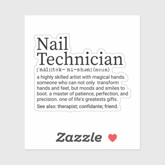 Nail Tech Definition, Nageltechnikgeschenke Aufkleber (Blatt)