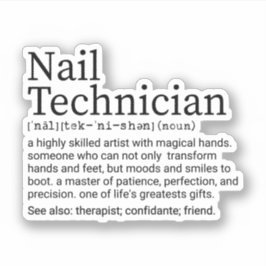Nail Tech Definition, Nageltechnikgeschenke Aufkleber