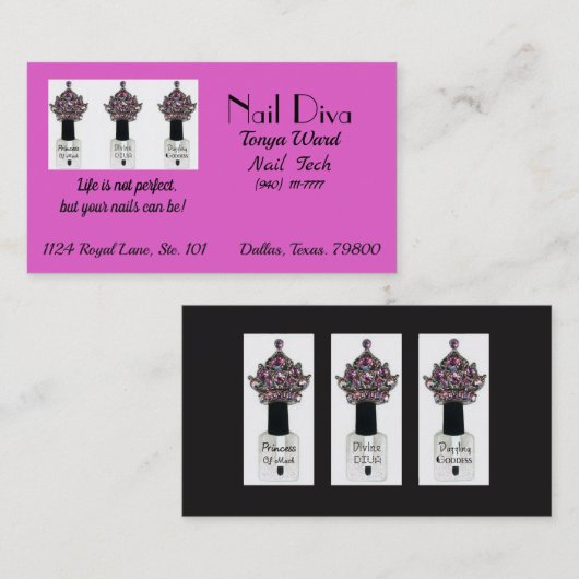 „Nail Tech Diva“ Nageltechnikerin  Visitenkarte (Vorne/Hinten)
