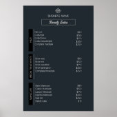 Nail Tech Esthetician Preisliste Schwarz-weiß Grau Poster (Vorne)