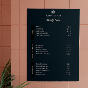 Nail Tech Esthetician Preisliste Schwarz-weiß Grau Poster