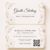 Nail Tech Floral QR Code Professional Visitenkarte