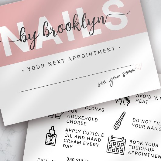 Nail Tech Gel Polnischer Aftercare-Termin Visitenkarte