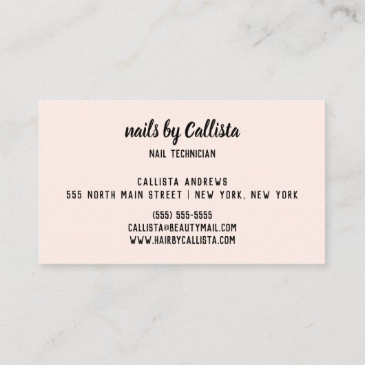 Nail Tech Girly Pink Glitzer Ombre Typografie Visitenkarte (Rückseite)