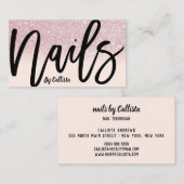 Nail Tech Girly Pink Glitzer Ombre Typografie Visitenkarte (Vorne/Hinten)