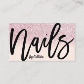 Nail Tech Girly Pink Glitzer Ombre Typografie Visitenkarte (Vorderseite)