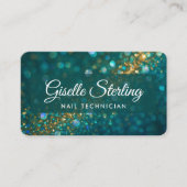 Nail Tech Green QR Code Visitenkarte (Vorderseite)