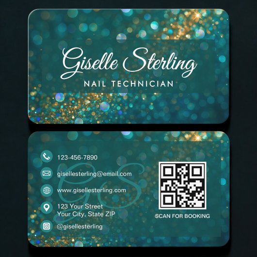 Nail Tech Green QR Code Visitenkarte