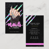 Nail Tech Holographic Claw Slash Nail Shop Logo BU Visitenkarte (Vorne/Hinten)