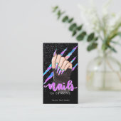 Nail Tech Holographic Claw Slash Nail Shop Logo Visitenkarte (Stehend Vorderseite)
