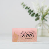 Nail Tech Manicure Artist Peach Gold Glam Glitzer Visitenkarte (Stehend Vorderseite)