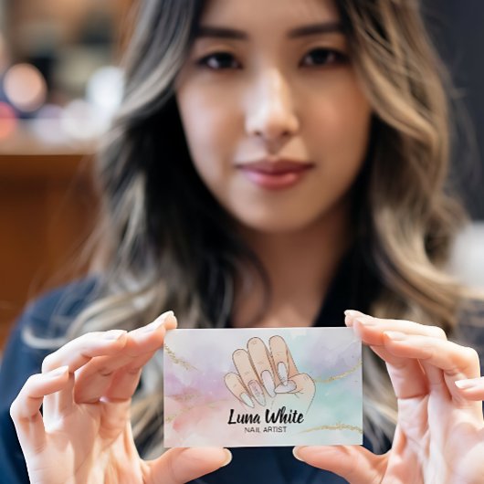 Nail Tech Manicure Watercolor Visitenkarte