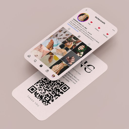 Nail Tech Manicurist Light Pink Instagram Moderne Visitenkarte