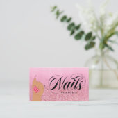Nail Tech Manicurist Rose Red Glam Glitzer Salon B Visitenkarte (Stehend Vorderseite)