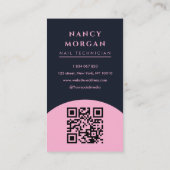 Nail Tech Modern Arch Photo QR Code Visitenkarte (Rückseite)