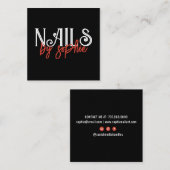 Nail Tech Nail Art Black Quadratische Visitenkarte (Vorne/Hinten)