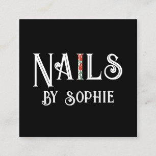 Nail Tech Nail Art Black Quadratische Visitenkarte