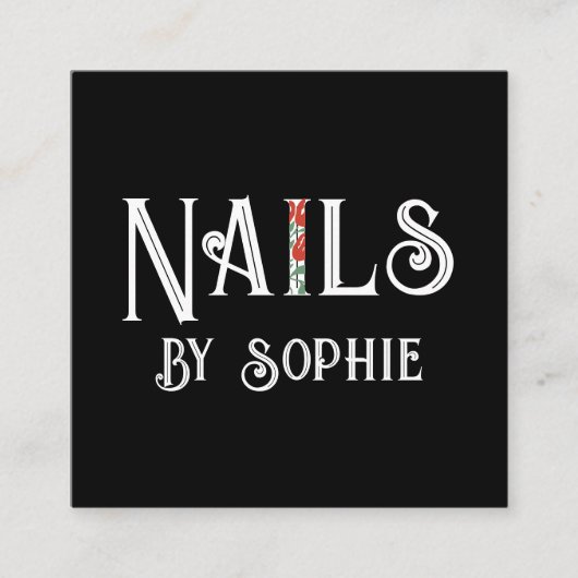Nail Tech Nail Art Black Quadratische Visitenkarte (Vorderseite)