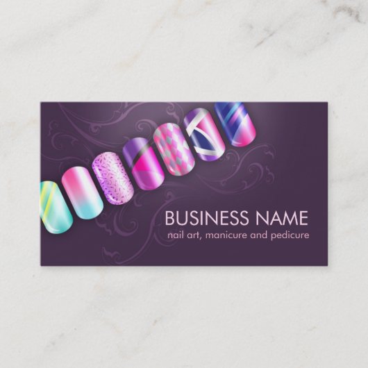 Nail Tech / Nail Art Business Card Template Visitenkarte (Vorderseite)