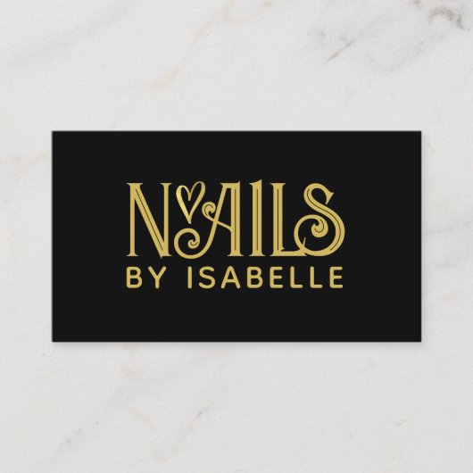 Nail Tech Nail Art Gold Logo Schwarz Visitenkarte (Vorderseite)
