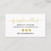 Nail Tech Nail Art Gold White Visitenkarte (Rückseite)