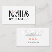 Nail Tech Nail Art Pink Schwarzes Logo Visitenkarte (Vorne/Hinten)