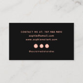 Nail Tech Nail Art Pink Schwarzes Logo Visitenkarte (Rückseite)