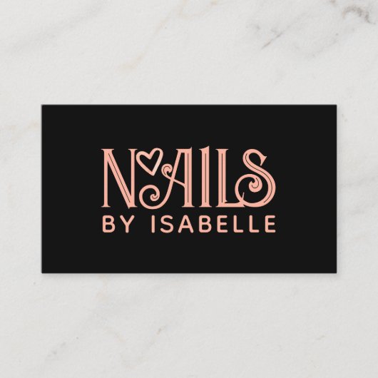 Nail Tech Nail Art Pink Schwarzes Logo Visitenkarte (Vorderseite)