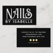 Nail Tech Nail Artist Gold Black Business Card Visitenkarte (Vorne/Hinten)